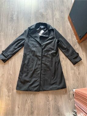 Men's Black Double-Breasted Pea Coat by